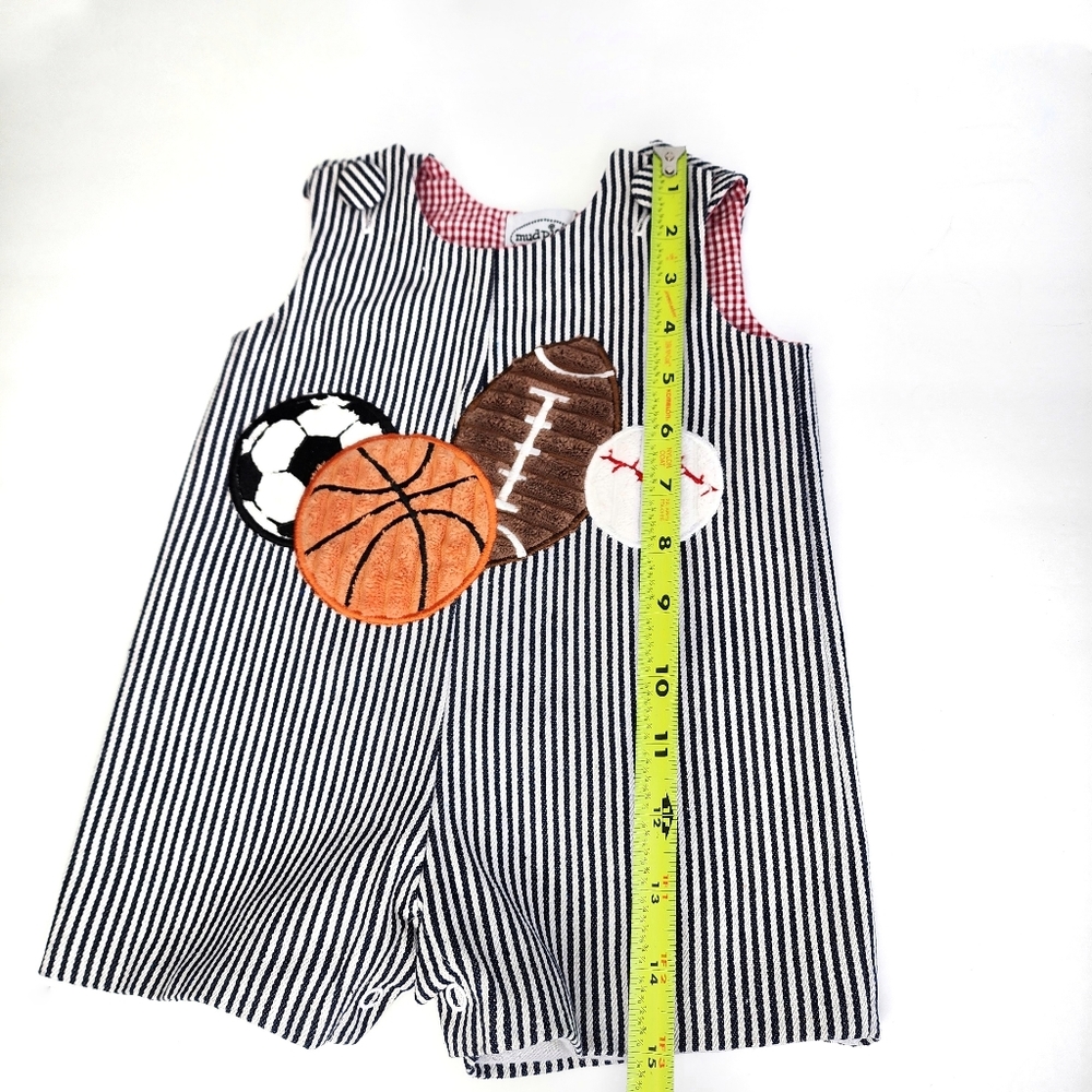 MUD PIE Sports Onesie Striped Romper 0-6 Months - Picture 7 of 11